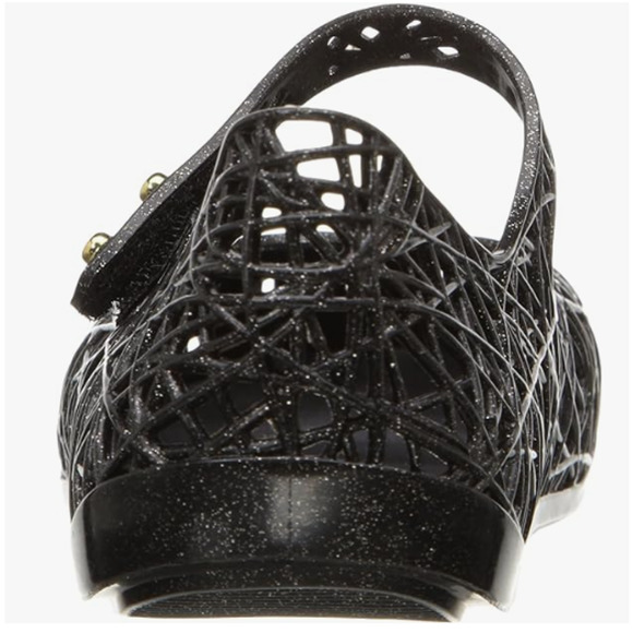 NIB Mini Melissa Campana Little Girls Black/Silver Glitter ZigZag Mary Jane Sz 9 - Picture 6 of 14